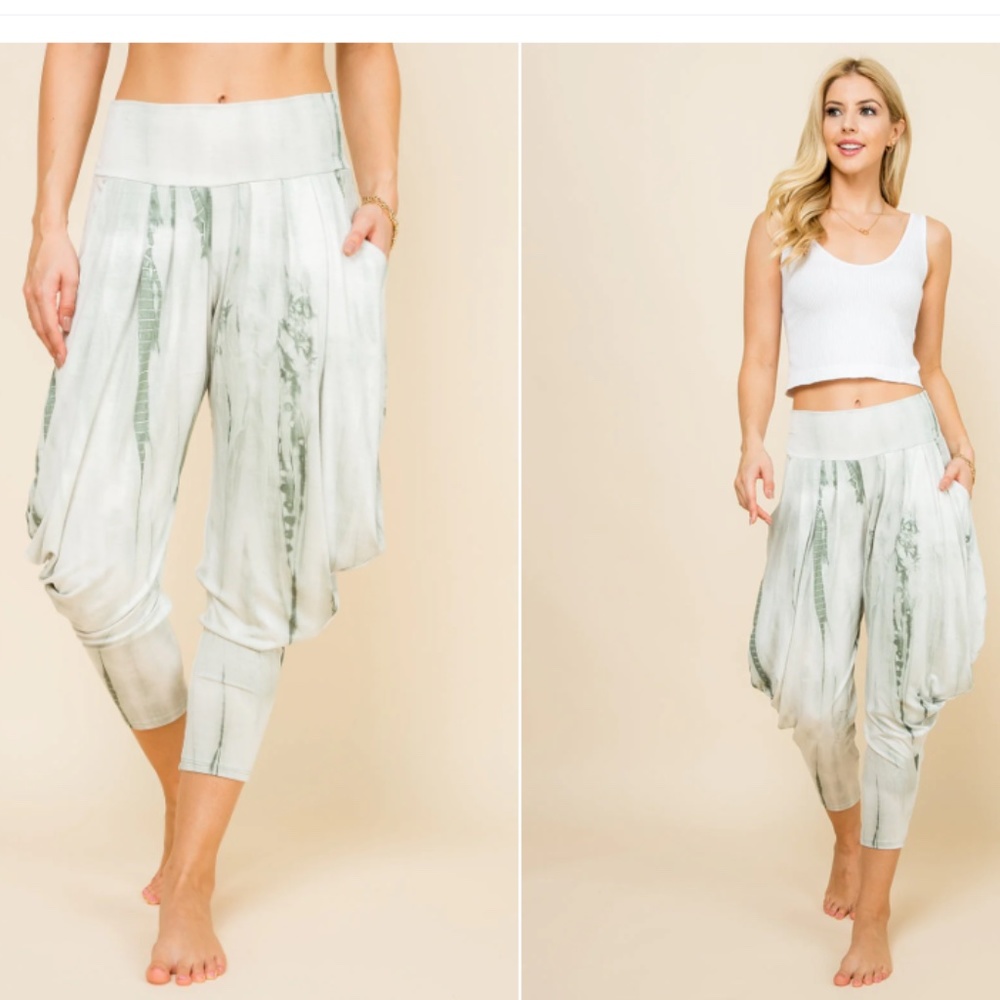 Kooniez Harem Pants - Mint Marble Tie-Dye